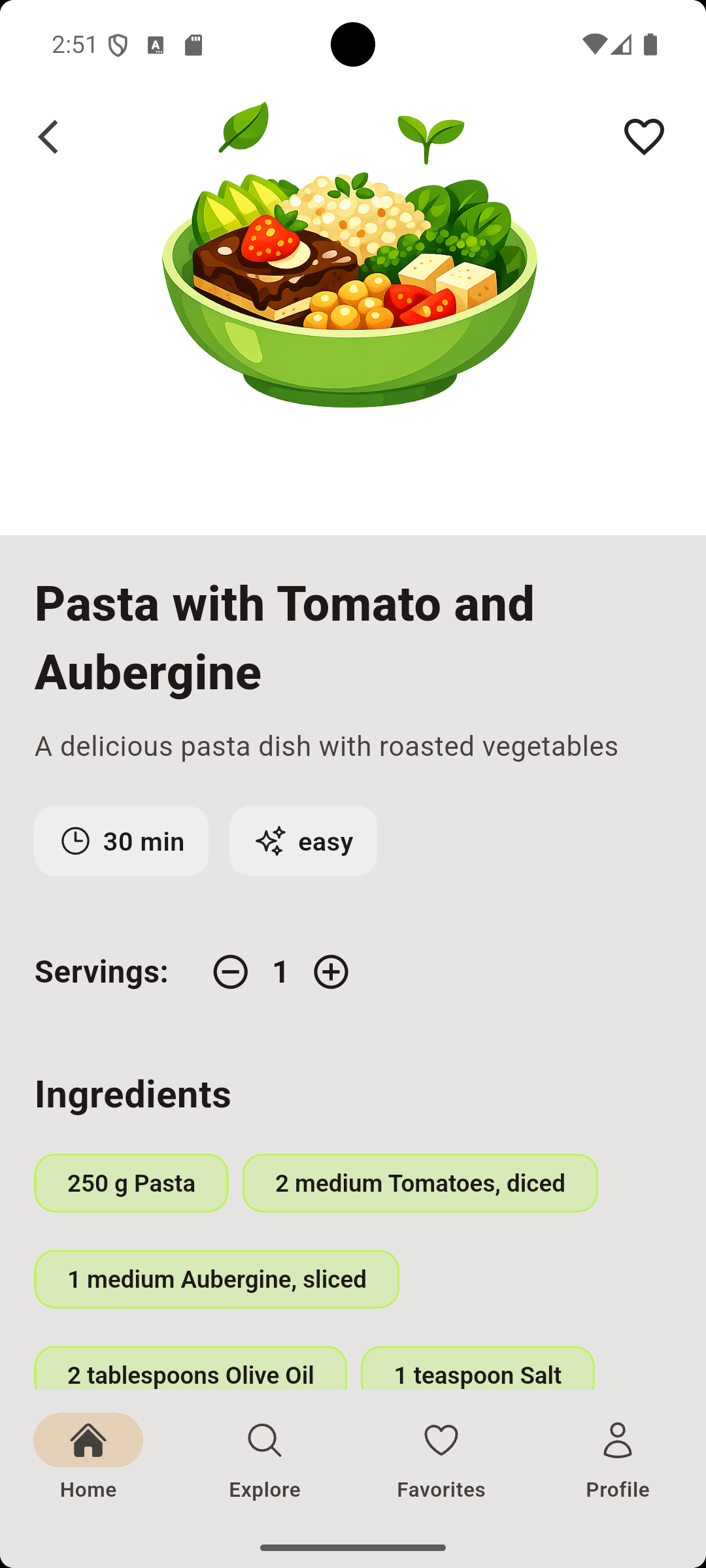 CookGen Rezept-Detail mit Zutaten und Schritten