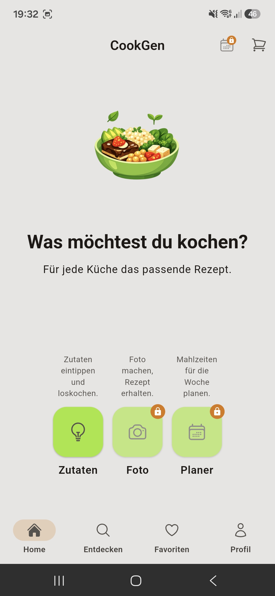 CookGen Home Screen