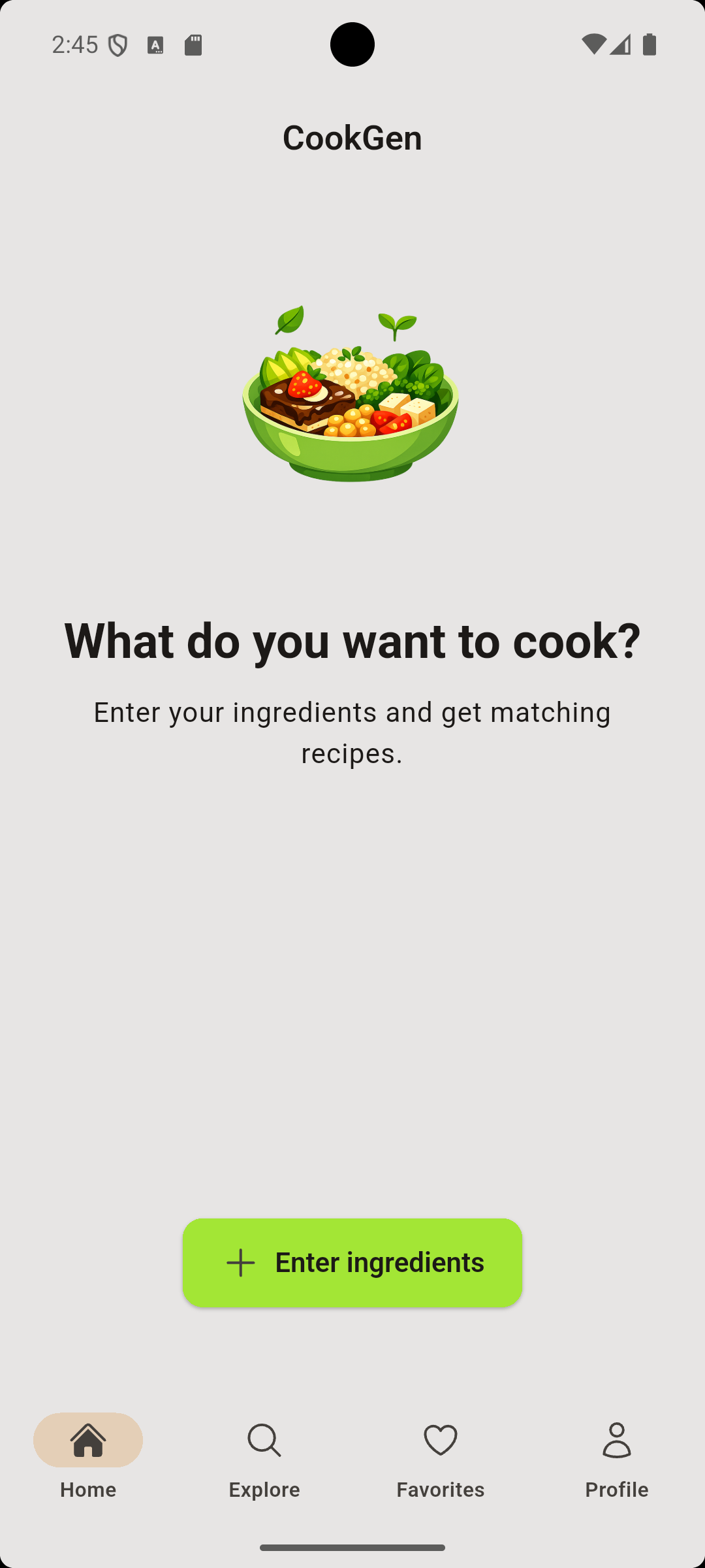 CookGen Home Screen